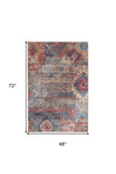 4' X 6' Multicolor Southwestern Power Loom Distressed Washable Area Rug - Homeroots - Flyclothing LLC
