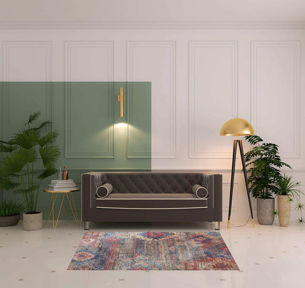 4' X 6' Multicolor Southwestern Power Loom Distressed Washable Area Rug - Homeroots - Flyclothing LLC