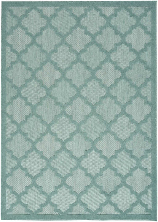 5' X 7' Aqua And Teal Ikat Indoor Outdoor Area Rug - Homeroots - Flyclothing LLC