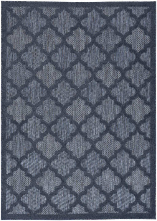 5' X 7' Navy Blue Ikat Indoor Outdoor Area Rug - Homeroots - Flyclothing LLC
