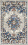 3' X 5' Blue And Grey Oriental Power Loom Non Skid Area Rug - Homeroots - Flyclothing LLC