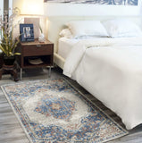 3' X 5' Blue And Grey Oriental Power Loom Non Skid Area Rug - Homeroots - Flyclothing LLC