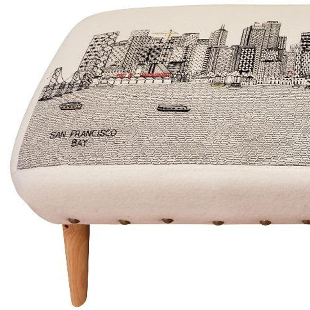 38" Cream Wool And Brown Ottoman - Homeroots - Flyclothing LLC