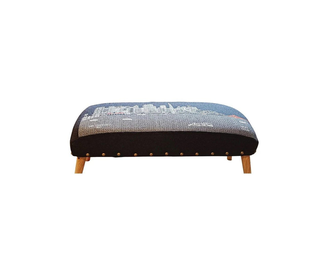 38" Gray Wool And Brown Ottoman - Homeroots - Flyclothing LLC