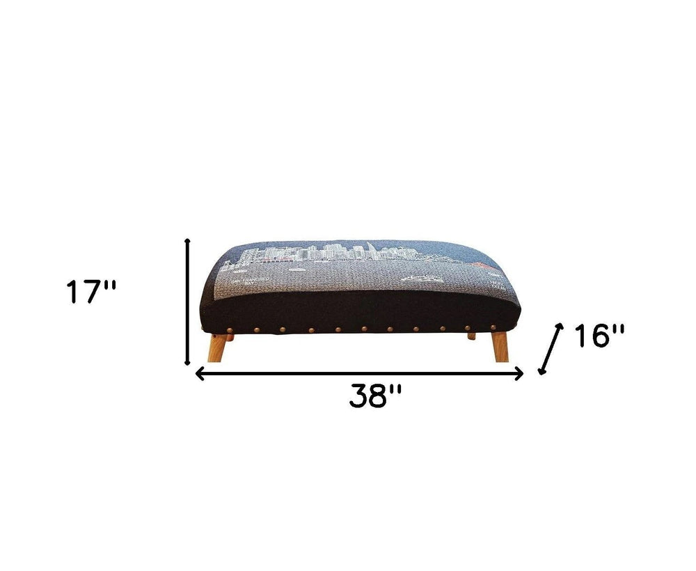 38" Gray Wool And Brown Ottoman - Homeroots - Flyclothing LLC