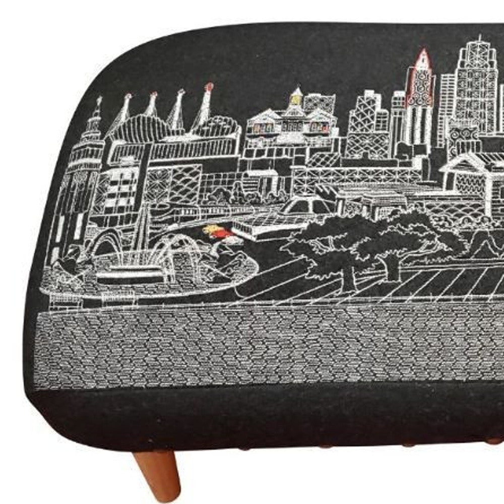 38" Black Wool And Brown Ottoman - Homeroots - Flyclothing LLC