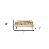 38" Cream Wool And Brown Ottoman - Homeroots - Flyclothing LLC