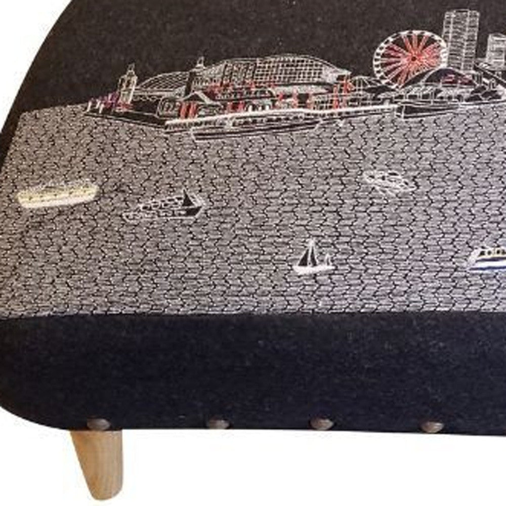 38" Gray Wool And Brown Ottoman - Homeroots - Flyclothing LLC