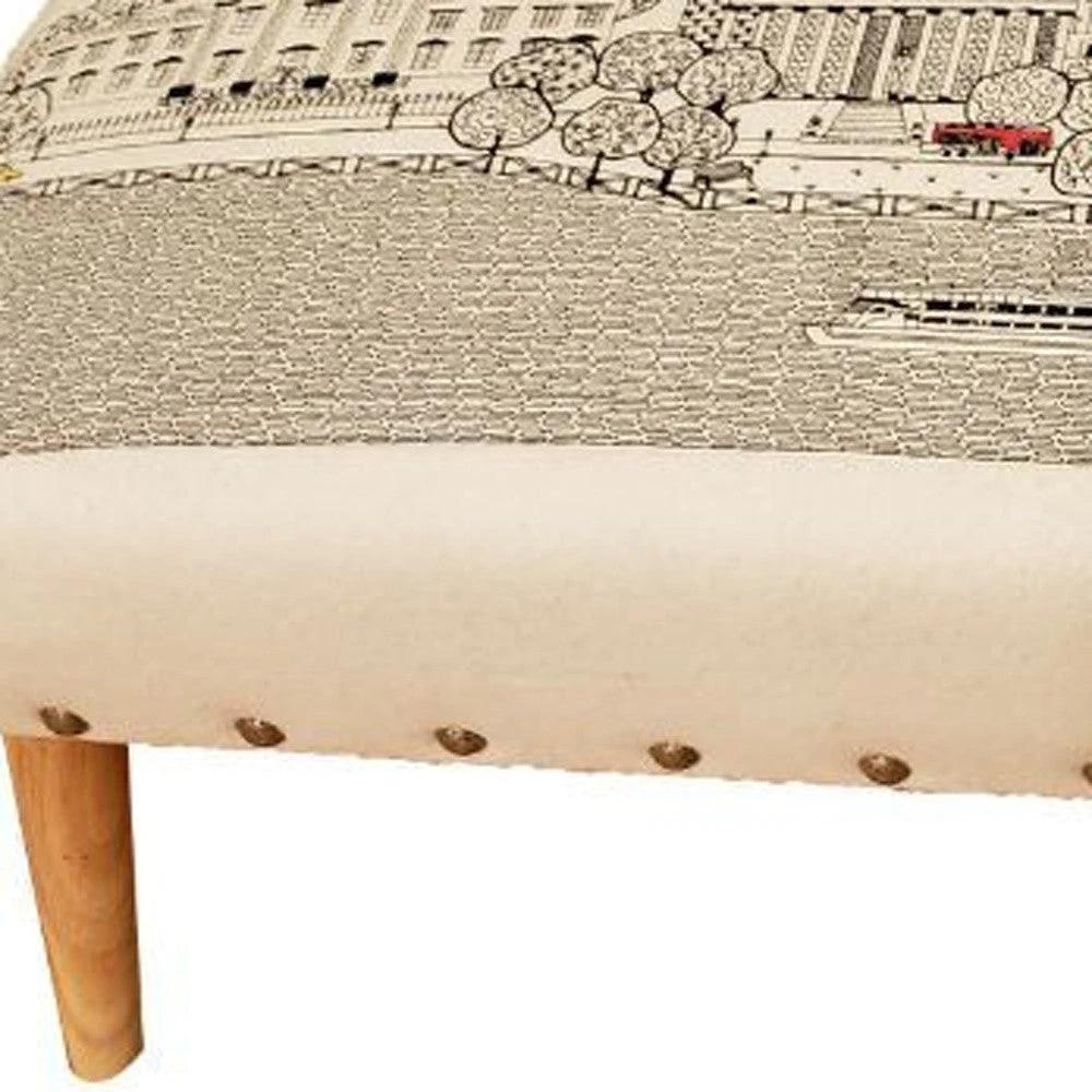 38" Cream Wool And Brown Ottoman - Homeroots - Flyclothing LLC
