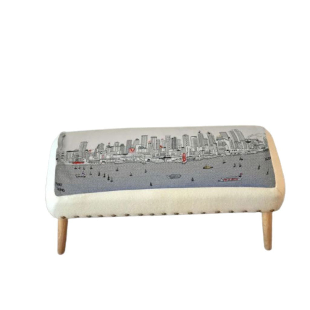 38" Cream Wool And Brown Ottoman - Homeroots - Flyclothing LLC