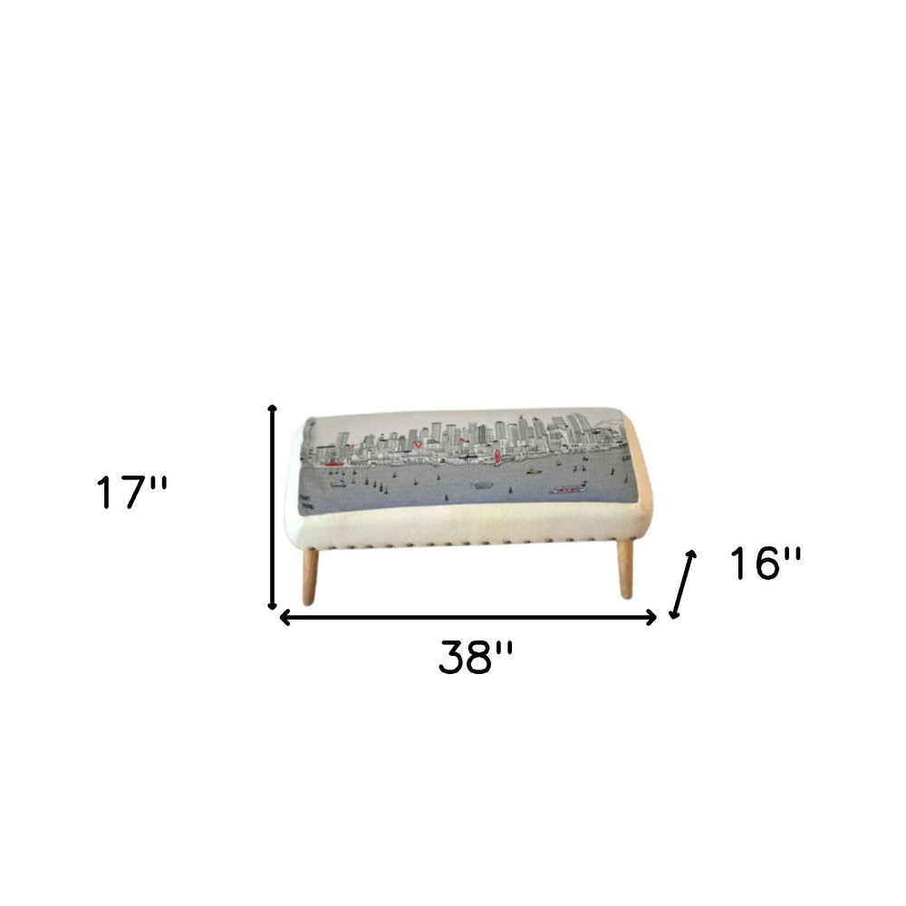 38" Cream Wool And Brown Ottoman - Homeroots - Flyclothing LLC