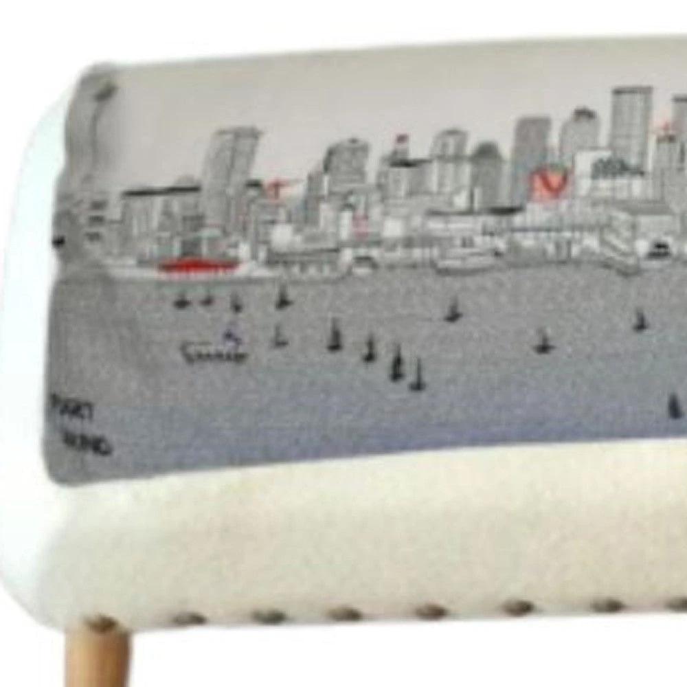 38" Cream Wool And Brown Ottoman - Homeroots - Flyclothing LLC