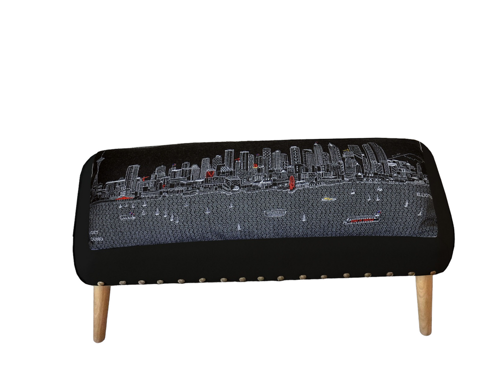 38" Gray Wool And Brown Ottoman - Homeroots - Flyclothing LLC