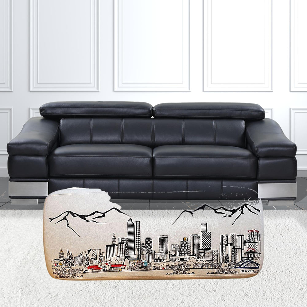 38" Cream Wool And Brown Ottoman - Homeroots - Flyclothing LLC