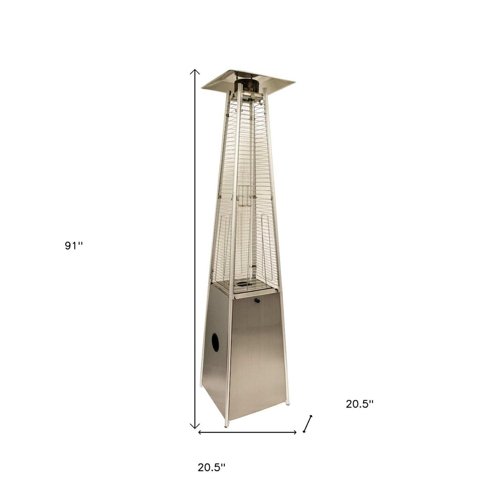 41000 BTU Silver Steel Propane Triangular Pyramid Standing Patio Heater - Homeroots - Flyclothing LLC