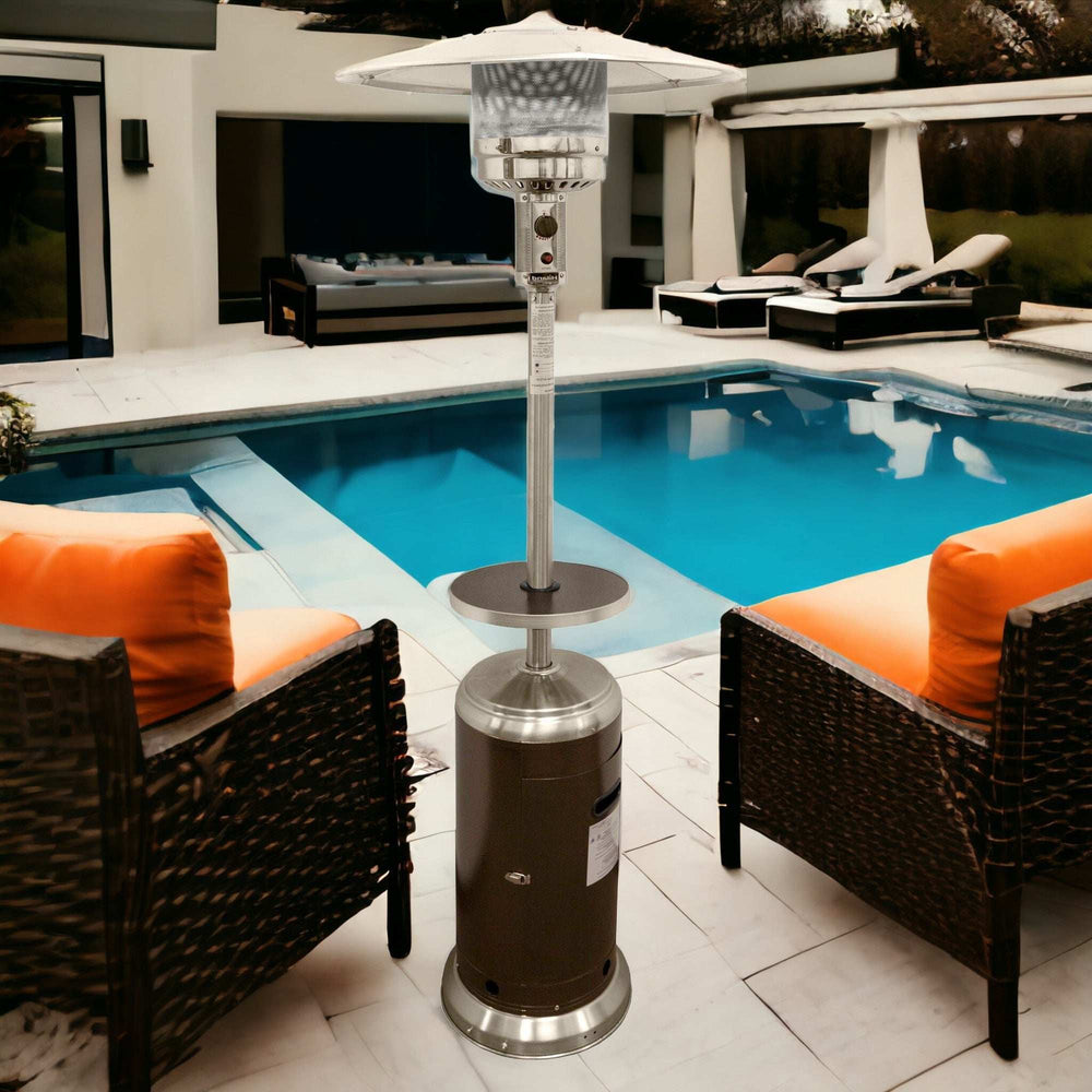 48000 BTU Silver Steel Propane Cylindrical Pole Standing Patio Heater - Homeroots - Flyclothing LLC