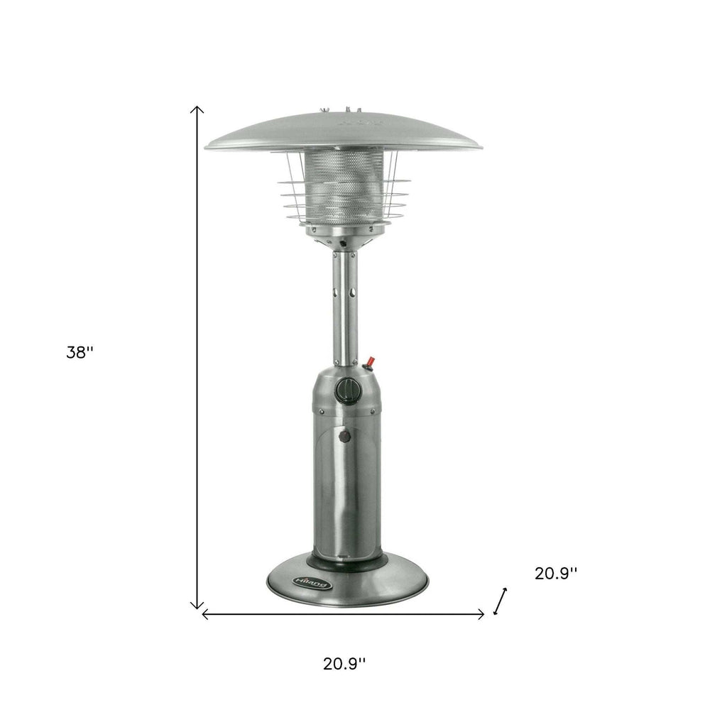 11000 BTU Silver Steel Propane Cylindrical Pole Tabletop Patio Heater - Homeroots - Flyclothing LLC