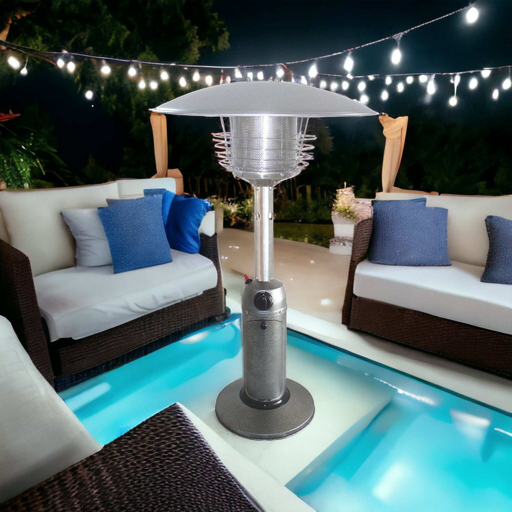 11000 BTU Silver Steel Propane Cylindrical Pole Tabletop Patio Heater - Homeroots - Flyclothing LLC