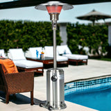 40000 BTU Silver Steel Propane Cylindrical Pole Standing Patio Heater - Homeroots - Flyclothing LLC