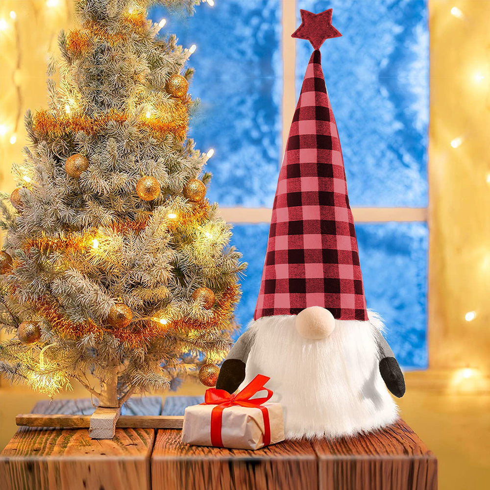 27" Black And Black Felt And Faux Fur Gnome Adjustable Height Tree Topper - Homeroots - Flyclothing LLC