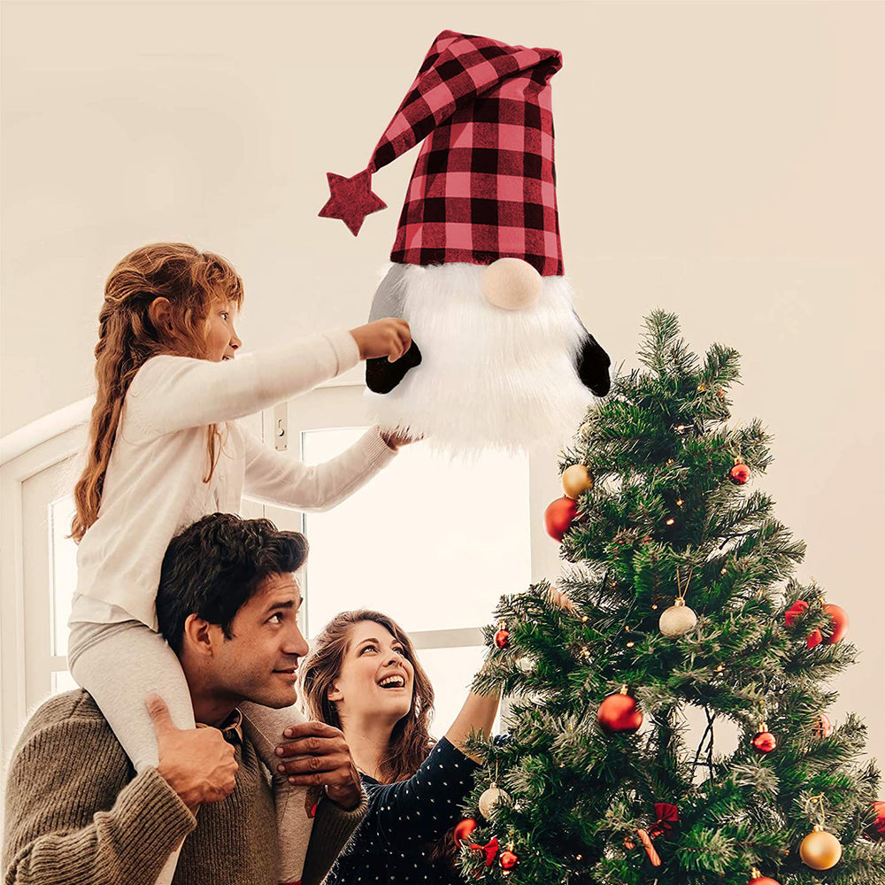 27" Black And Black Felt And Faux Fur Gnome Adjustable Height Tree Topper - Homeroots - Flyclothing LLC