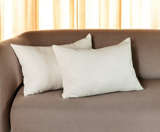 Set of Two 12" X 20" White Fabric Lumbar Throw Pillow Covers