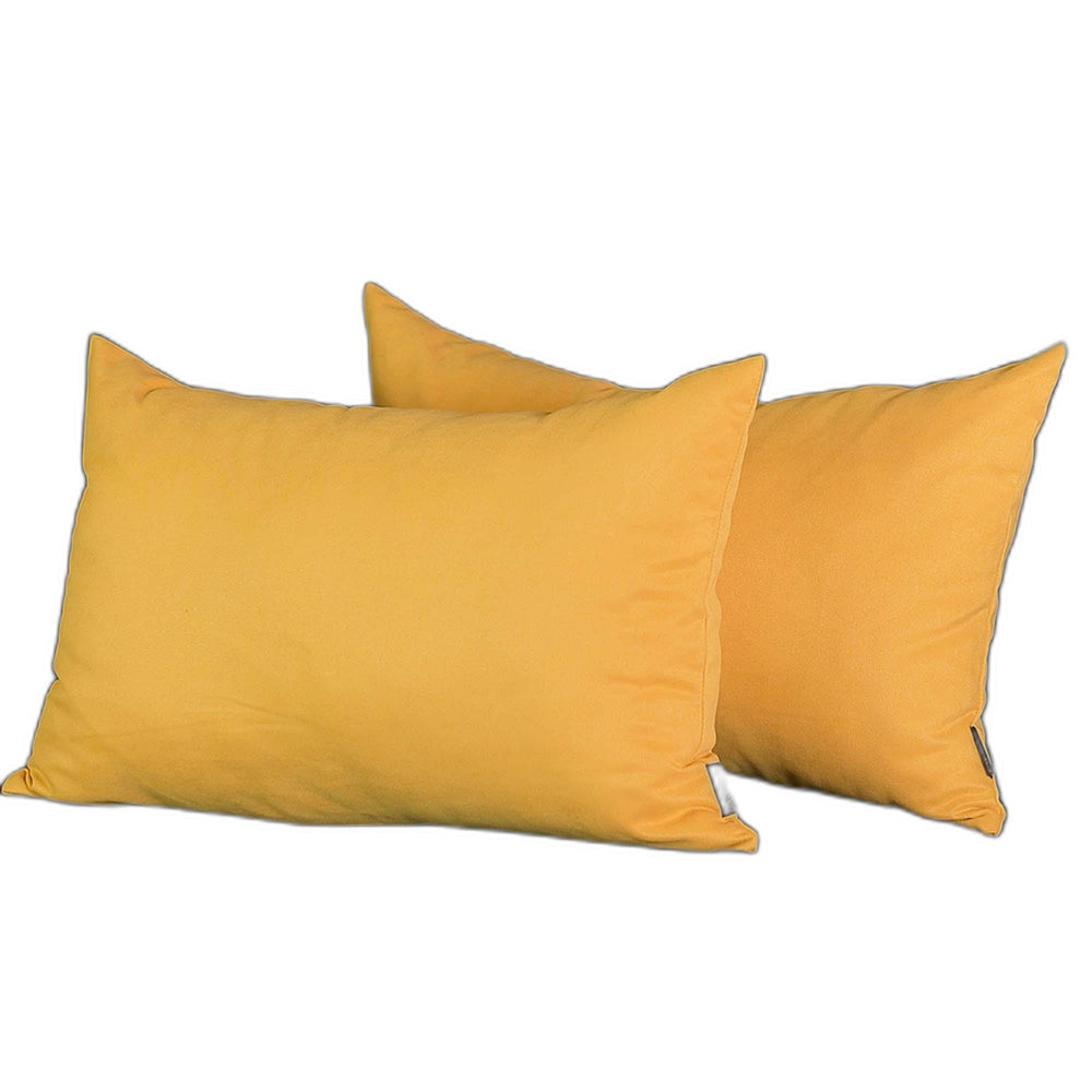 Set Of Two 12" X 20" Yellow Polyester Zippered Pillow Cover - Homeroots - Flyclothing LLC
