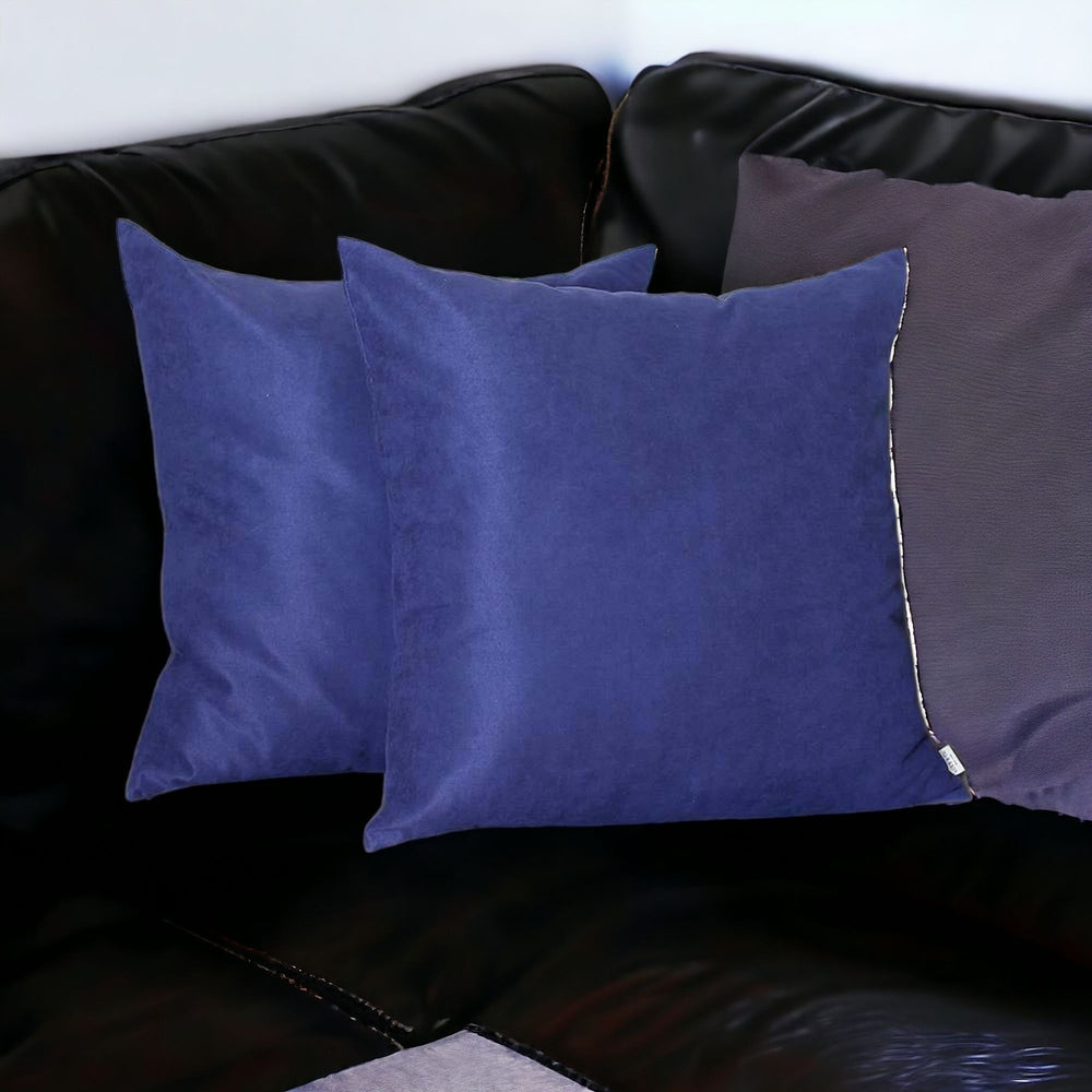 Set Of Two 22" X 22" Navy Blue Polyester Zippered Pillow Cover - Homeroots - Flyclothing LLC