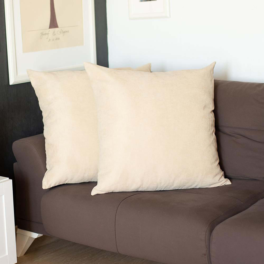 Set Of Two 22" X 22" Beige Polyester Zippered Pillow Cover - Homeroots - Flyclothing LLC