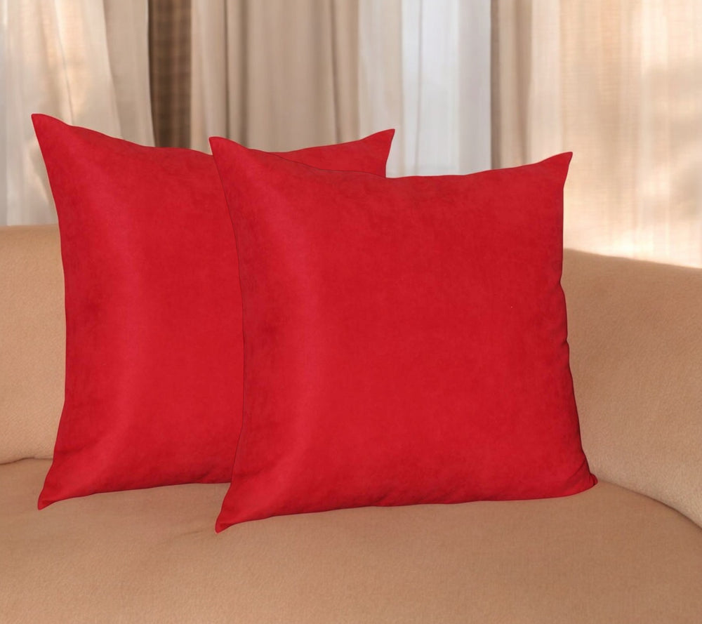 Set Of Two 26" X 26" Red Polyester Zippered Pillow Cover - Homeroots - Flyclothing LLC