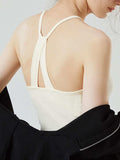 Grecian Neck Cropped Tank with Chest Pads - Trendsi - Flyclothing LLC