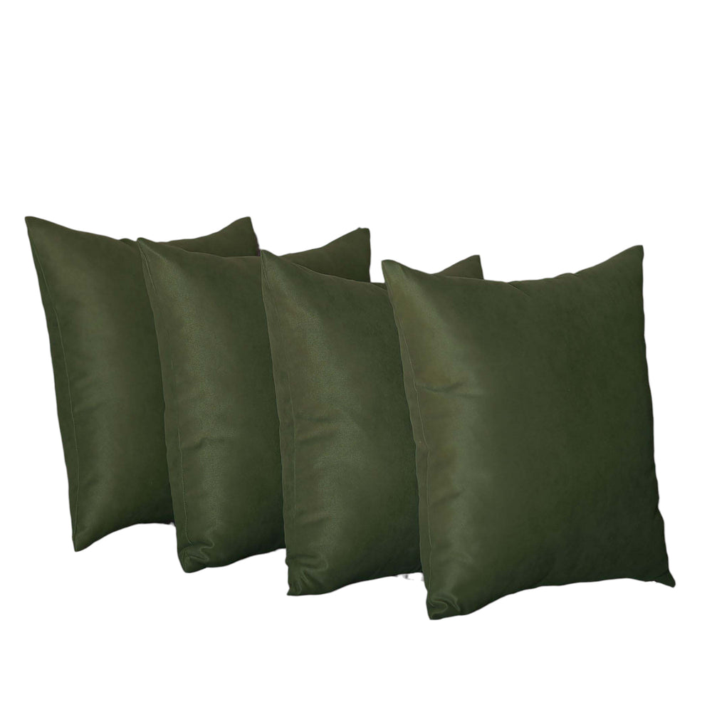 Set Of Four 17" X 17" Fern Green Polyester Zippered Pillow Cover