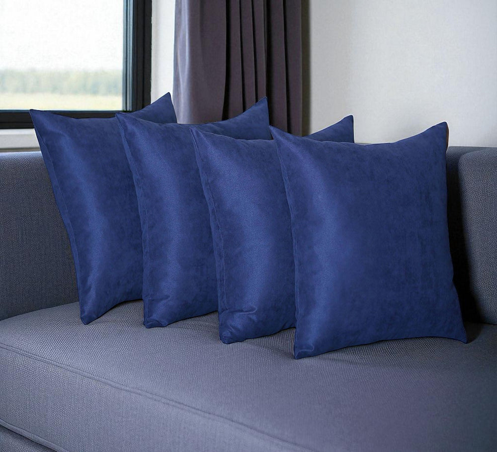 Set Of Four 17" X 17" Navy Blue Polyester Zippered Pillow Cover - Homeroots - Flyclothing LLC