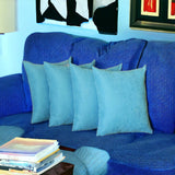 Set Of Four 18" X 18" Sky Blue Polyester Zippered Pillow Cover - Homeroots