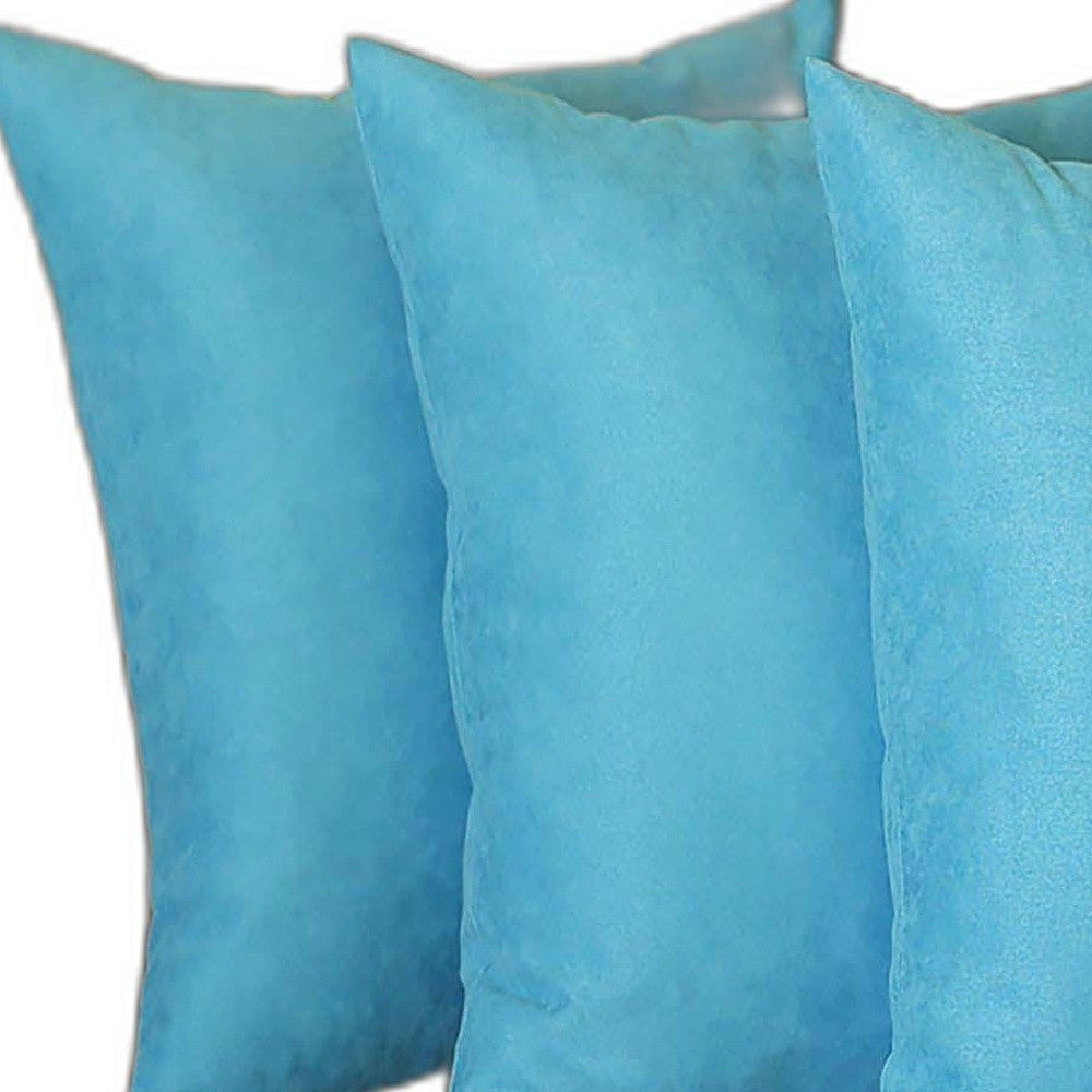 Set Of Four 18" X 18" Sky Blue Polyester Zippered Pillow Cover - Homeroots