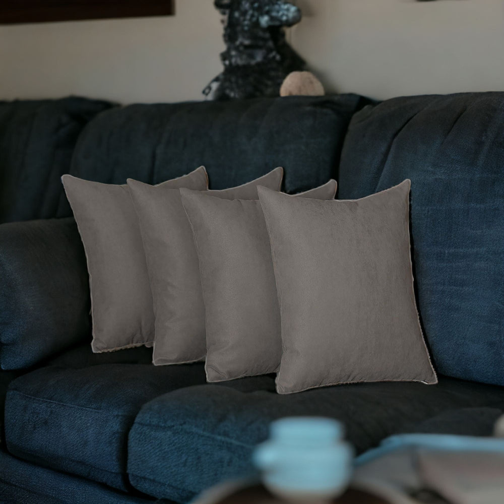 Set Of Four 18" X 18" Gray Polyester Zippered Pillow Cover - Homeroots