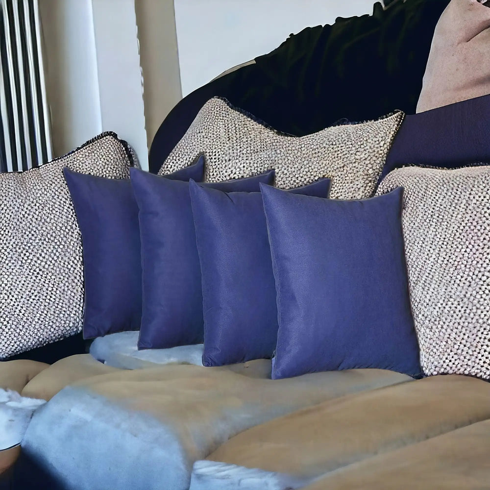 Set Of Four 18" X 18" Sapphire Blue Polyester Zippered Pillow Cover - Homeroots