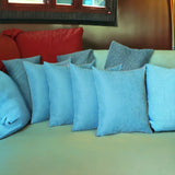 Set Of Four 20" X 20" Sky Blue Polyester Zippered Pillow Cover - Homeroots