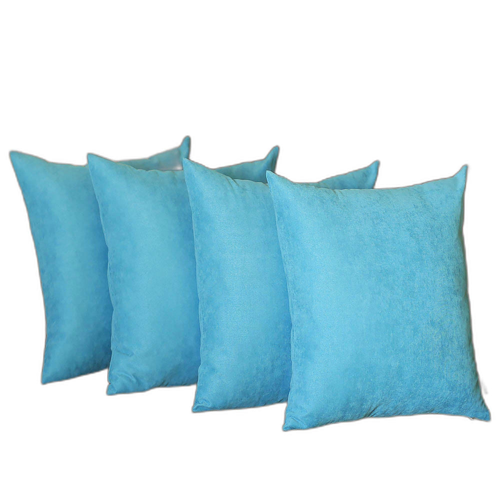 Set Of Four 20" X 20" Sky Blue Polyester Zippered Pillow Cover - Homeroots