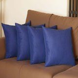 Set Of Four 20" X 20" Sapphire Blue Polyester Zippered Pillow Cover - Homeroots