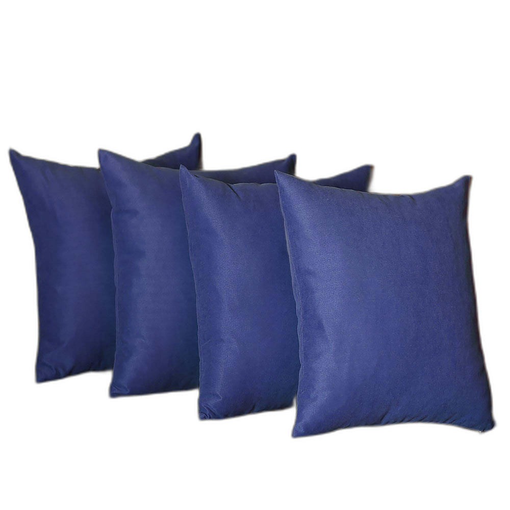 Set Of Four 20" X 20" Sapphire Blue Polyester Zippered Pillow Cover - Homeroots