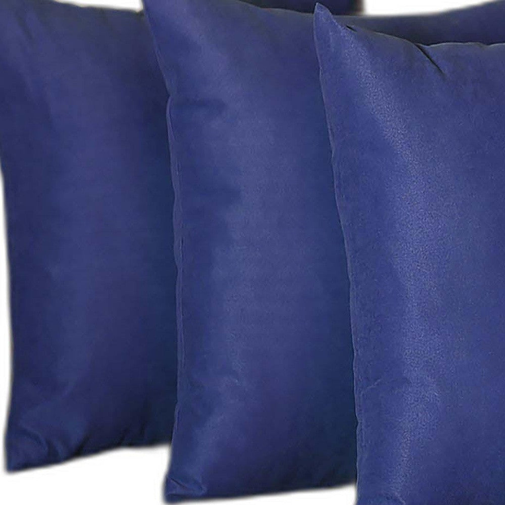 Set Of Four 20" X 20" Sapphire Blue Polyester Zippered Pillow Cover - Homeroots