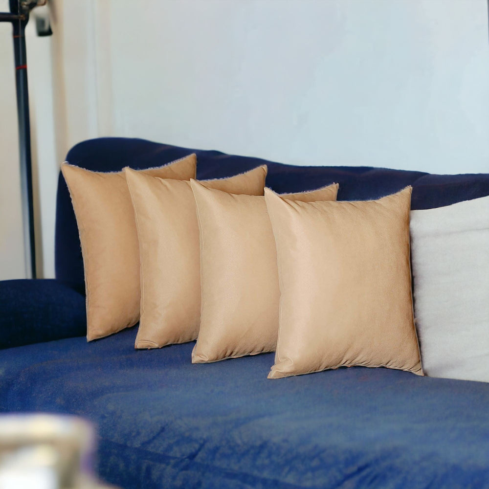 Set Of Four 20" X 20" Beige Polyester Zippered Pillow Cover - Homeroots