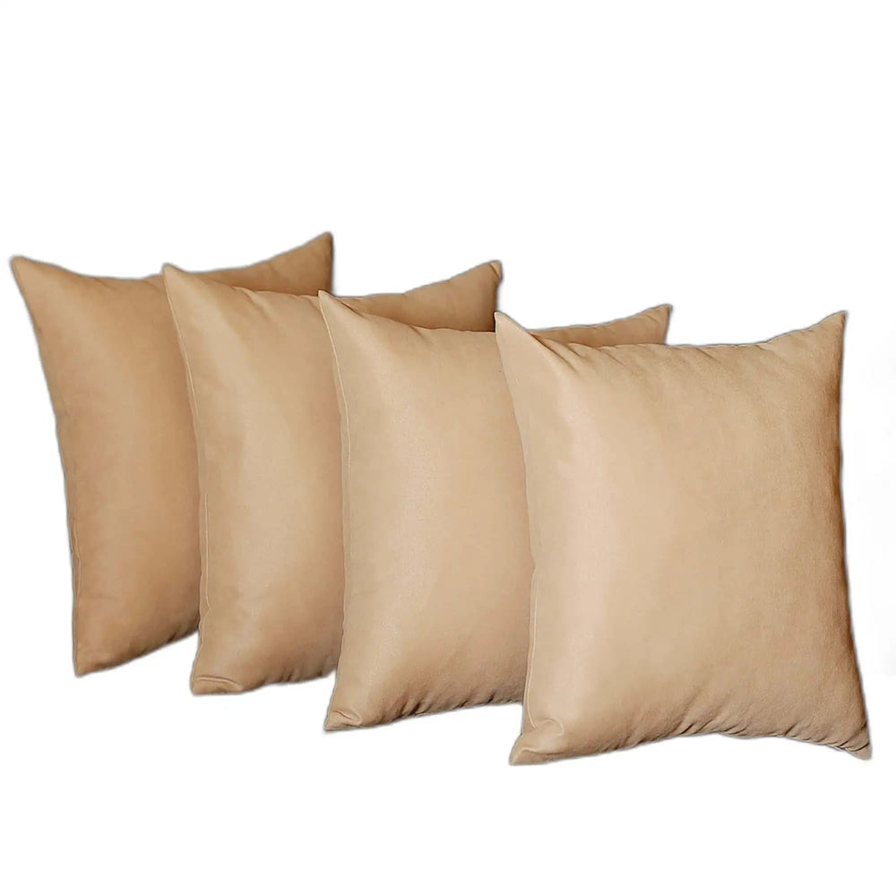 Set Of Four 20" X 20" Beige Polyester Zippered Pillow Cover - Homeroots