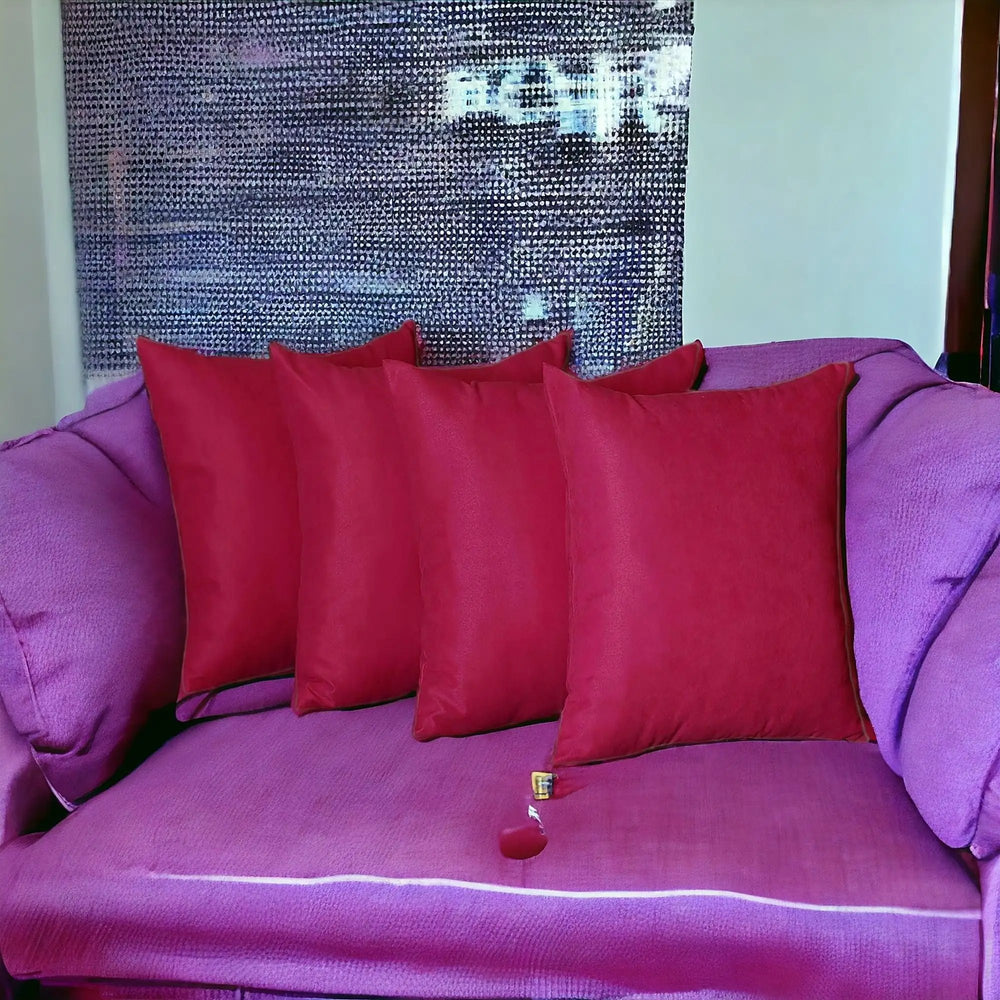 Set Of Four 20" X 20" Pink Polyester Zippered Pillow Cover - Homeroots