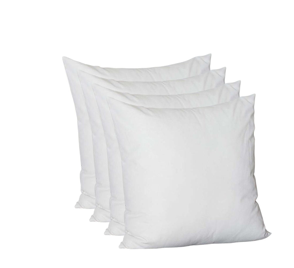 Set Of Four 22" X 22" White Polyester Zippered Pillow Cover