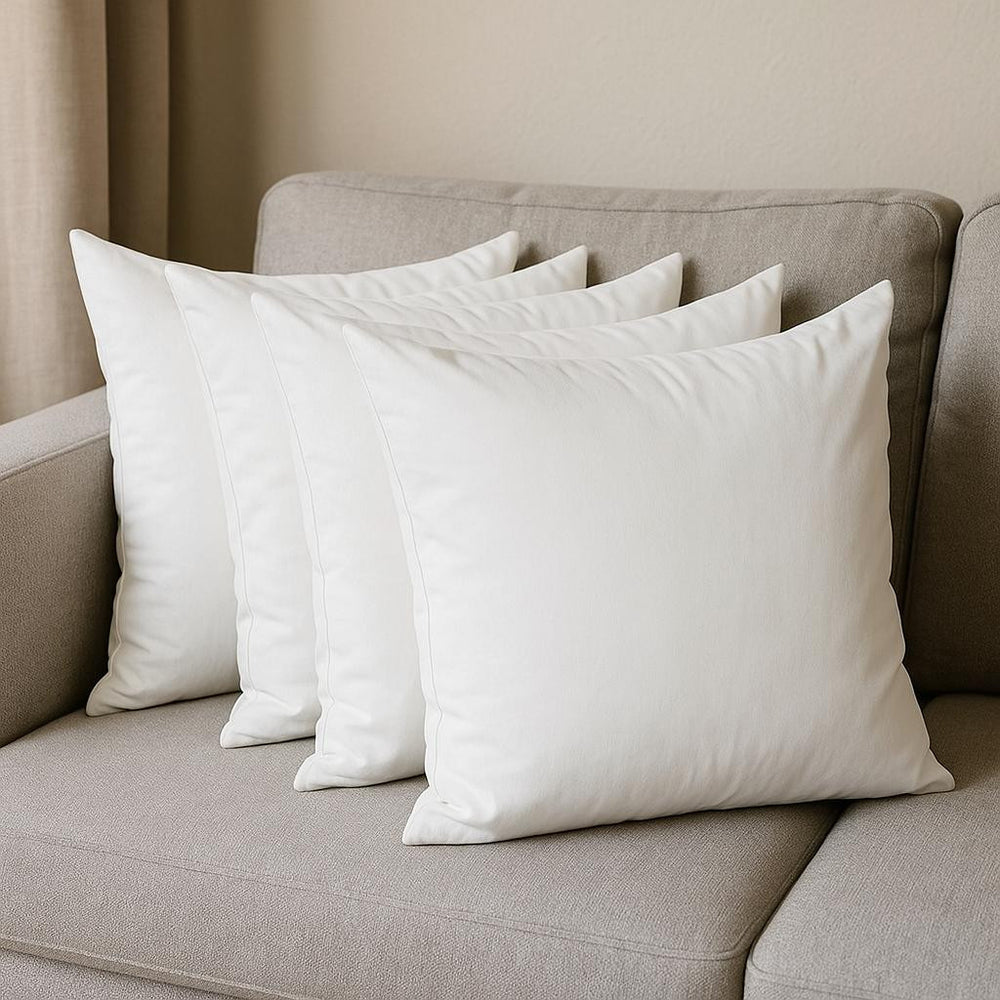 Set Of Four 22" X 22" White Polyester Zippered Pillow Cover