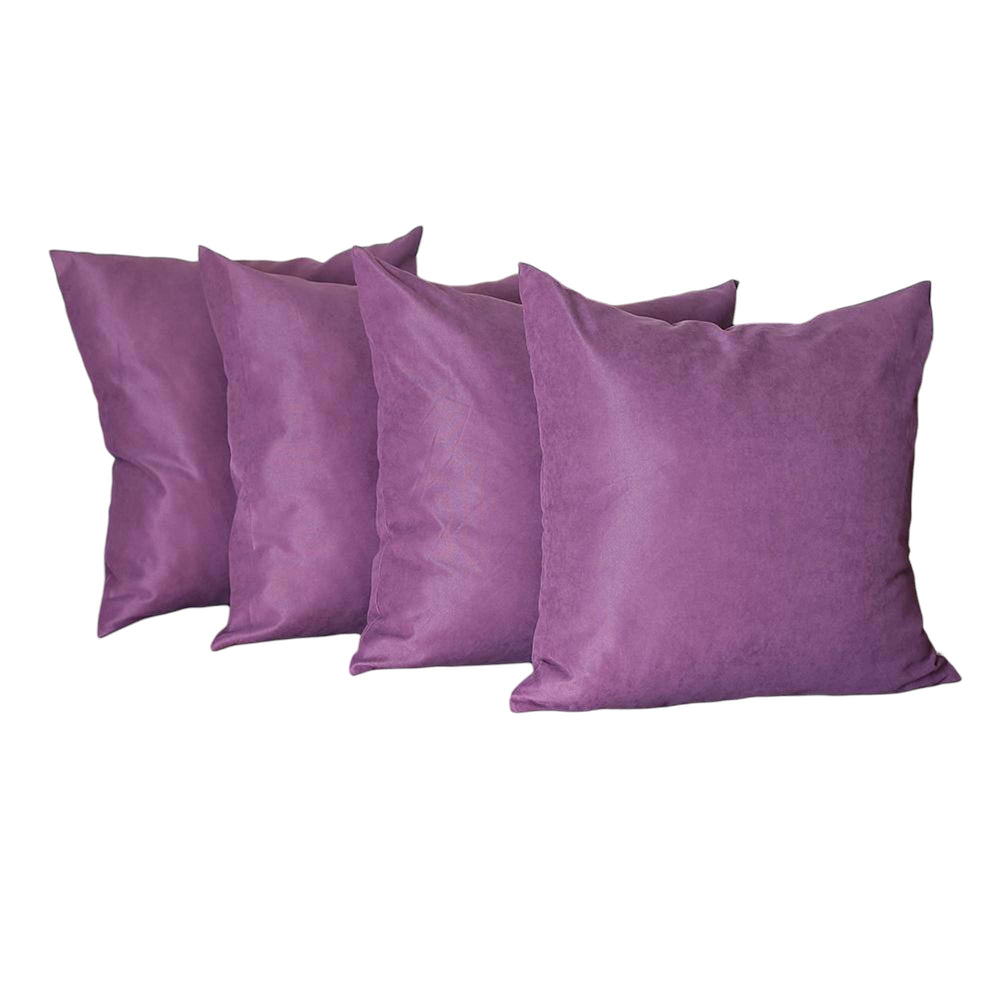 Set Of Four 22" X 22" Purple Polyester Zippered Pillow Cover