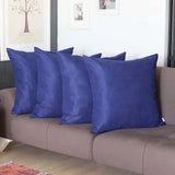 Set Of Four 22" X 22" Navy Blue Polyester Zippered Pillow Cover - Homeroots