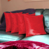 Set Of Four 22" X 22" Red Polyester Zippered Pillow Cover - Homeroots